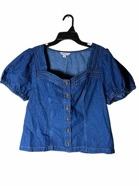Frye Denim Sweetheart Neckline Shirt Size Large